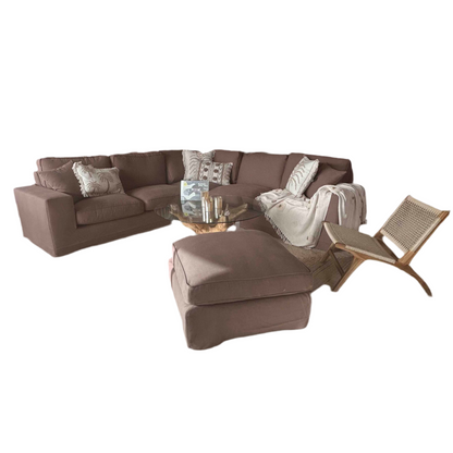 Saudade Handmade Corner Sofa incl. Pouf - Chocolate Brown - 50% OFF