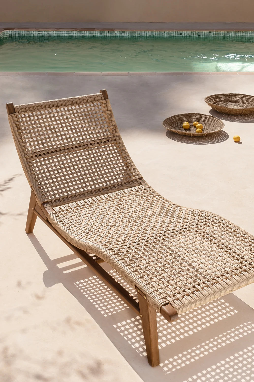 Pitea Teak Wood Sun Lounger - 10% OFF