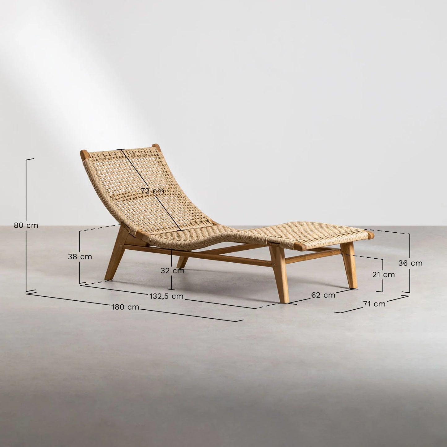 Pitea Teak Wood Sun Lounger - 10% OFF