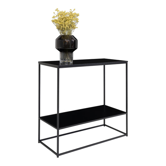 Vita Console Table - Console table with black frame and two black shelves 80x36x80 cm