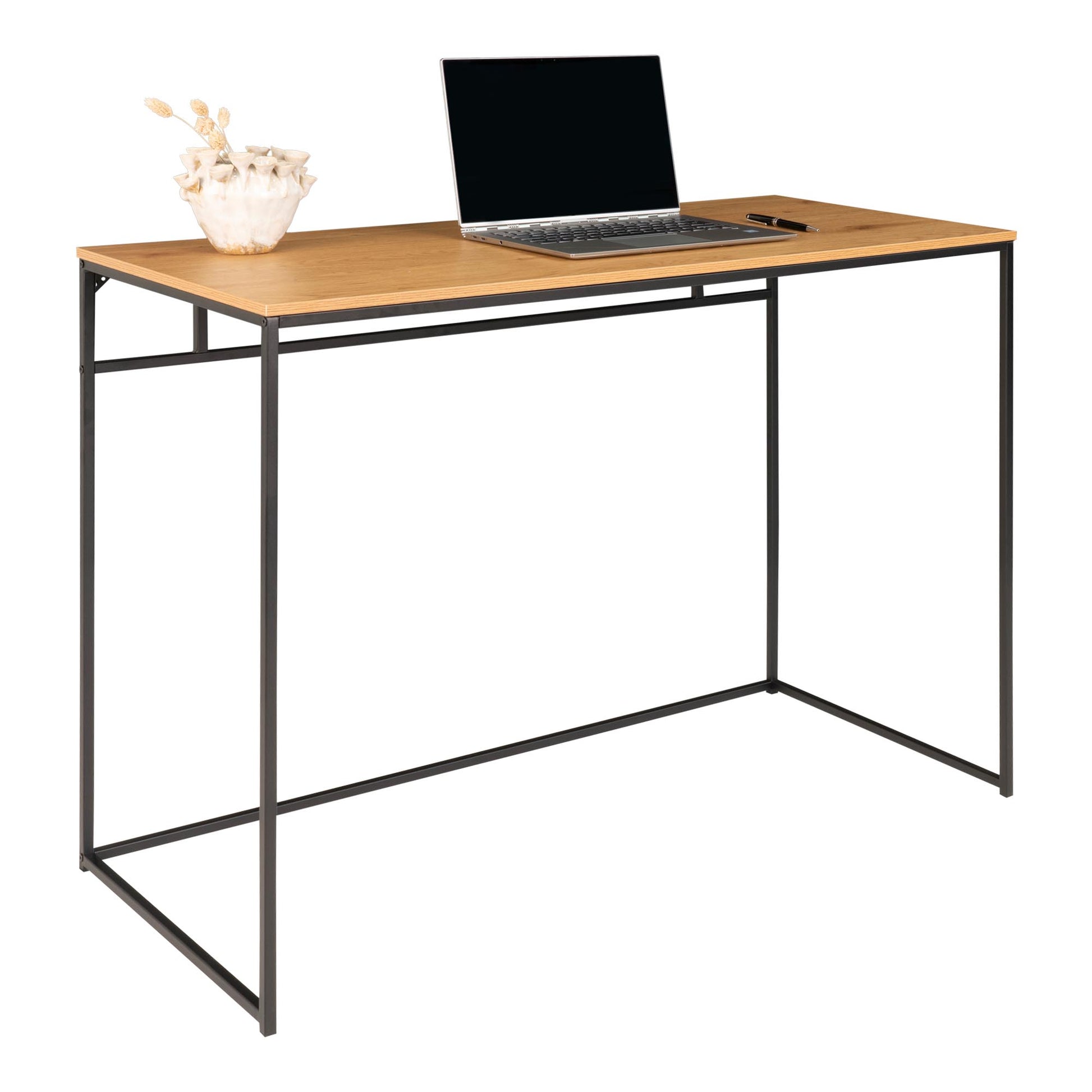 Vita Desk - Desk with black frame and oak look top 100x45x75 cm