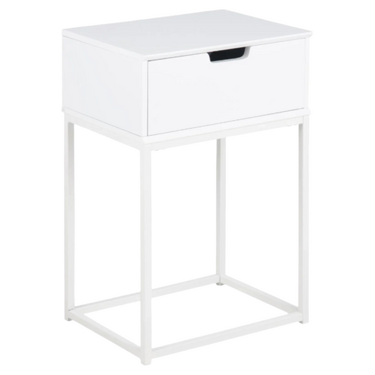 Mitra Rectangular Bedside Table - White